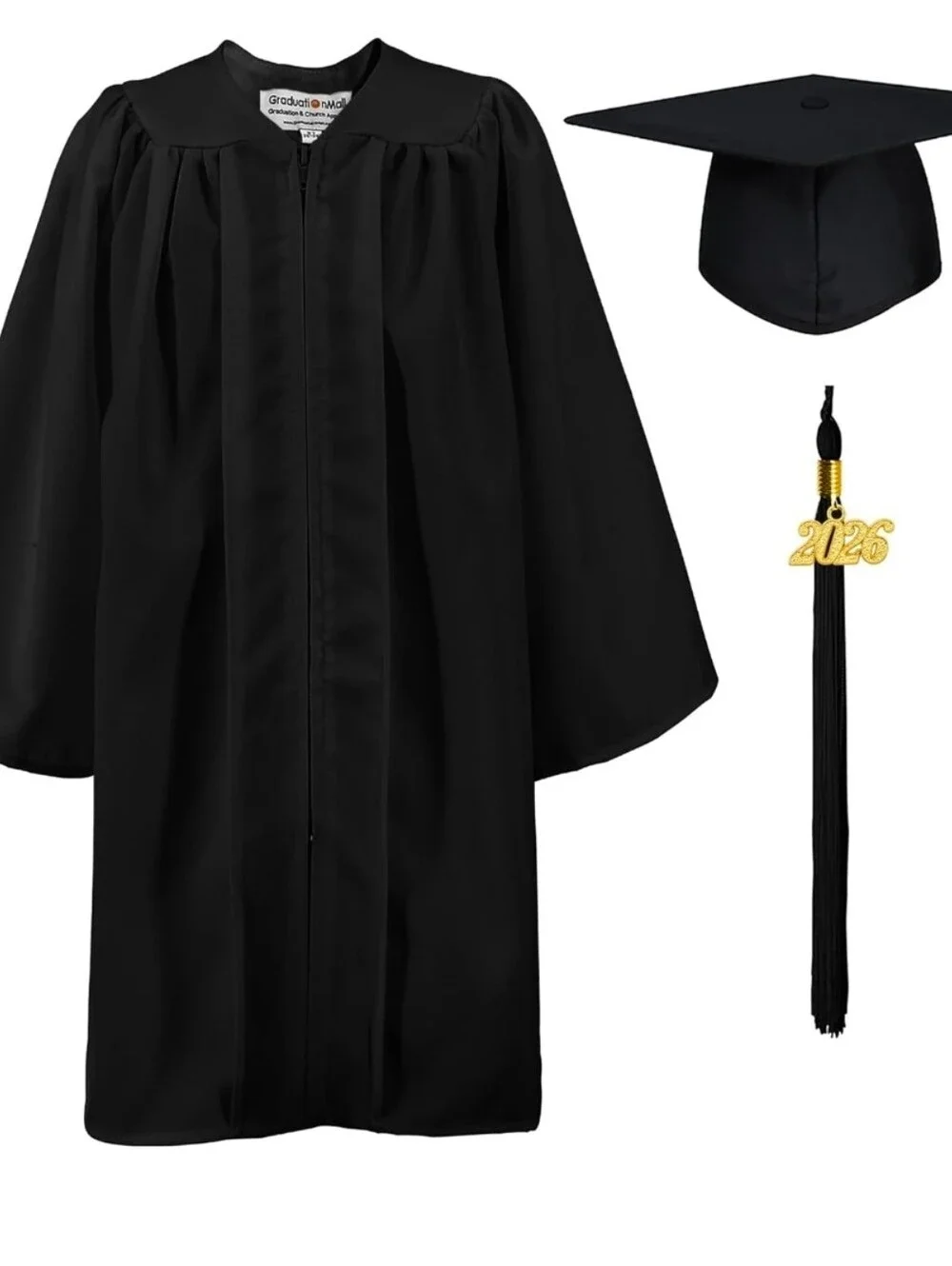 Kids Kindergarten Graduation Cap & Gown – Matte Black